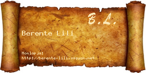 Berente Lili névjegykártya